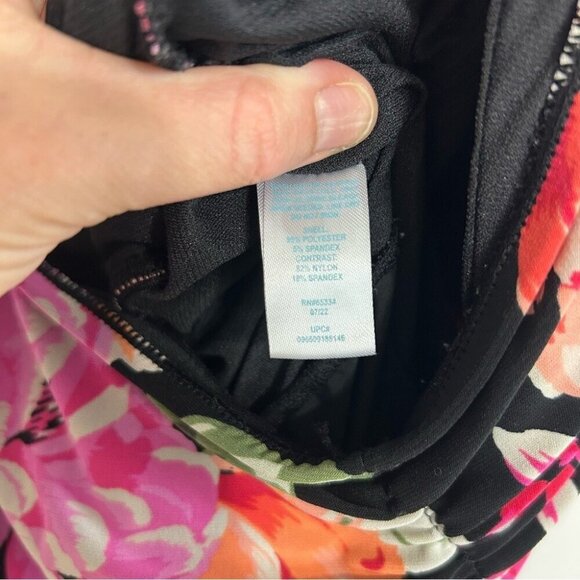 Bal Harbour Floral Pink Orange One Piece Swimsuit Dress Women’s Size 20 - Picture 4 of 6